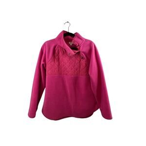 J. Crew Pink Quilted Button Up Pullover Sweater Size M
